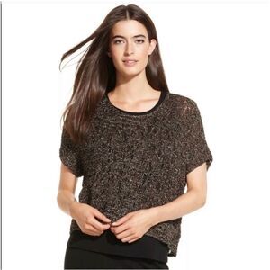 Eileen Fisher Wrapped Sparkle Jacquard Pullover M Petite